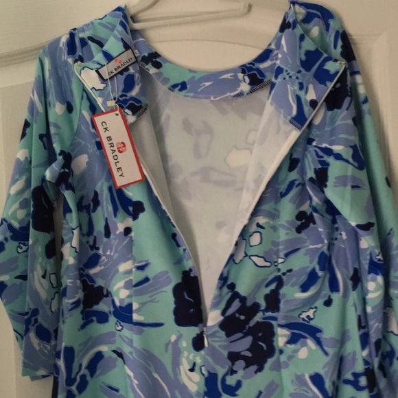 NWT CK Bradley Hudson blue floral shift dress M L - Picture 8 of 13